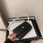 Ladies Luxury Handbags Girls Fashion Pearl Hand Bags Women Purses Elegant Leather Chain Belt Bag Mini Coin Crossbody Bag