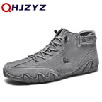 Leather Casual Sneakers For Men 2025 New High Top Men Boors Motorcycle Shoes Luxury Dress Loafers Footwear Shoes Chaussure Homme