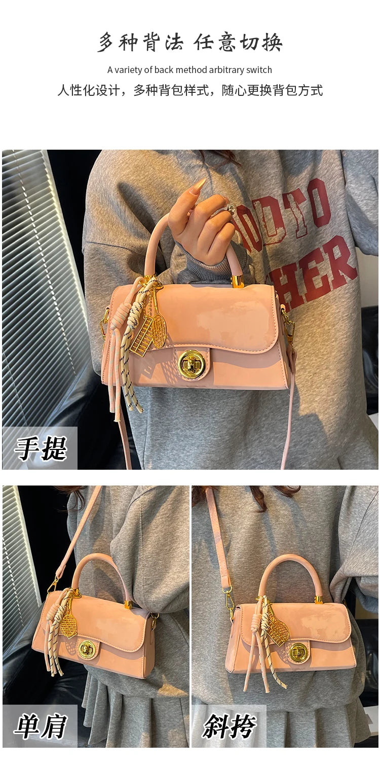 Classic Women's Leather Handbag, Crossbody Shoulder Tote Bag, Elegant Ladies Designer Purse