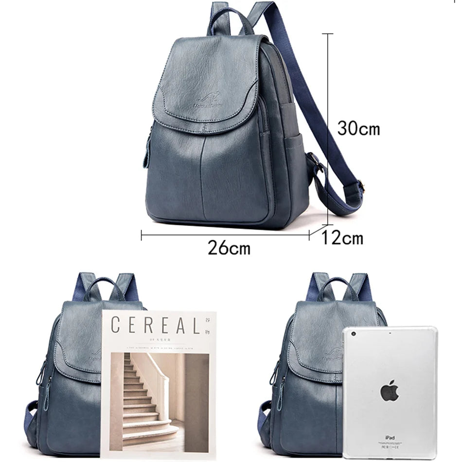 Ladies Bookbag Rucksack Women Large Capacity Backpack Purses High Quality PU Leather Female Vintage School Bags Travel Bagpack