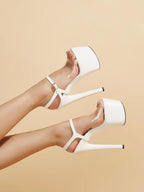 Summer High Heels Transparent Open Toe Woman Sandals Buckle Strap Stripper Shoes 17CM Party Stiletto Thin Heels Platform Shoes