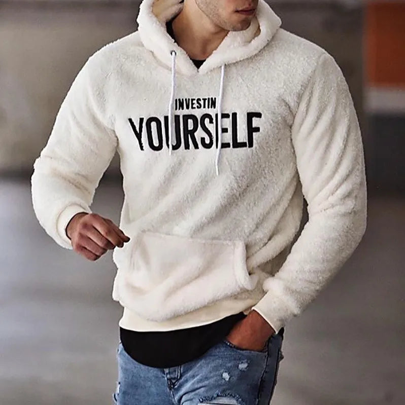 Embroidered men's hoodie casual and personalized hoodie fashionable long sleeved top for men