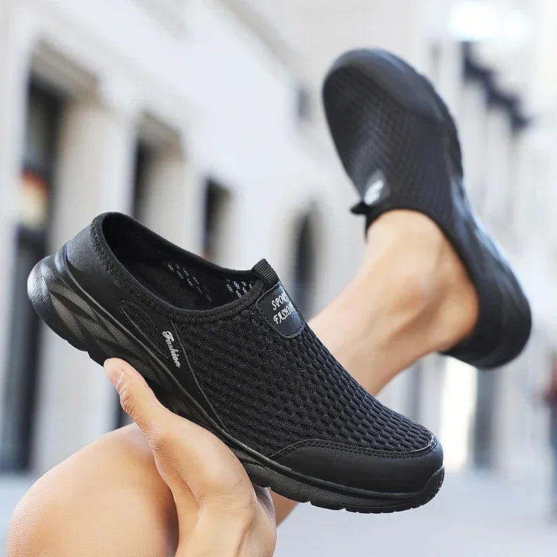 Men Half Slippers Summer Shoes Mens Sandals Breathable Mesh Outdoor Casual Walking Man Shoe Large Flat Lightweight Male Slippers