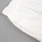 Women Jacquard Puff Sleeves Two Piece Sets for Summer Fashion Loose Shorts and Long Sleeved Shirt Outfits