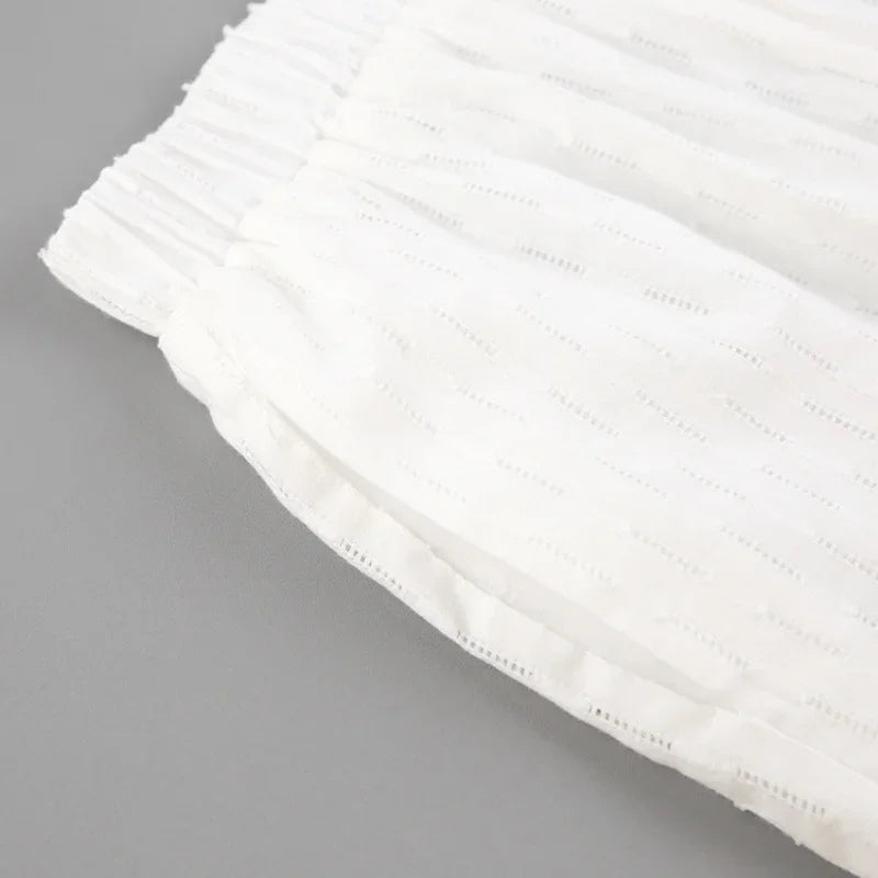 Women Jacquard Puff Sleeves Two Piece Sets for Summer Fashion Loose Shorts and Long Sleeved Shirt Outfits