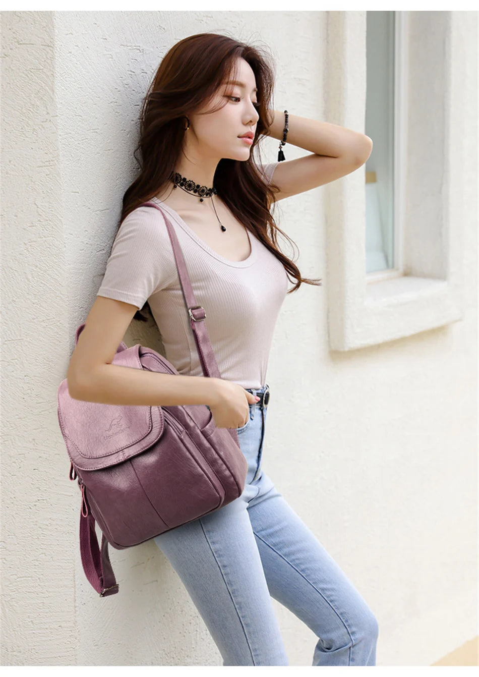 Ladies Bookbag Rucksack Women Large Capacity Backpack Purses High Quality PU Leather Female Vintage School Bags Travel Bagpack