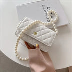 Ladies Luxury Handbags Girls Fashion Pearl Hand Bags Women Purses Elegant Leather Chain Belt Bag Mini Coin Crossbody Bag