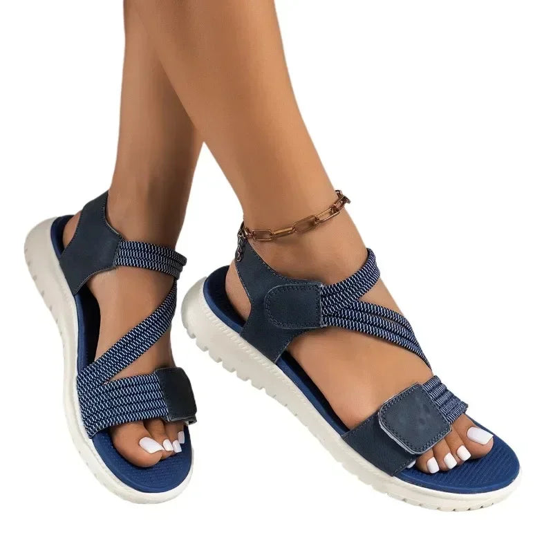 High Quality Brand Women's Sandals Hot Selling 2025 Summer New Elastic Band Fashionable Flat Casual Outdoor Sandals for Women