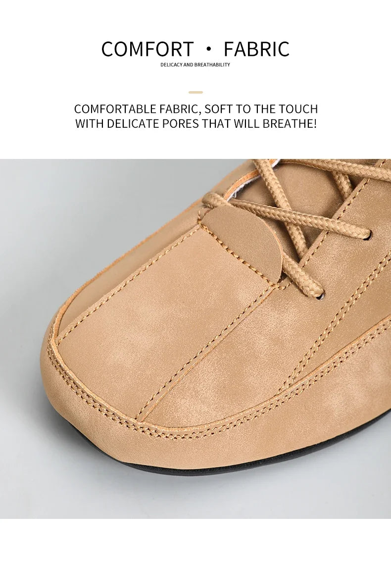 MAEDEF Men's Loafers Lightweight Driving Casual Thin Bottom Flats Shoes Soft Sole Comfortable Non Slip Lace-up Walking Shoes Men