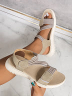 High Quality Brand Women's Sandals Hot Selling 2025 Summer New Elastic Band Fashionable Flat Casual Outdoor Sandals for Women