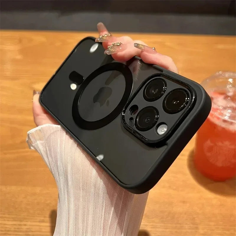 Luxury Magsafe Wireless Charge Clear Phone Case For iPhone 11 12 13 14 15 16 Pro Max Plus Magnetic Bumper Transparent Cover