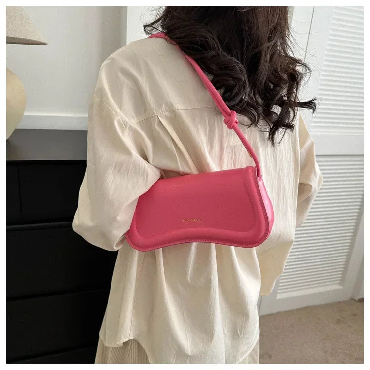 Ladies Shoulder Crossbody Bags PU Leather Women Underarm Bags Solid Color Small Top-handle Bags Purse Female Daily Handbags