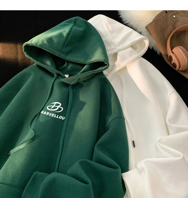 Korean Classic Loose Hooded Sweatshirt Casual Sports Wind Pullover Hoodie Multi-colour Sweatshirts Men Women Oversized