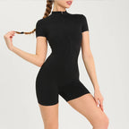 Women's Fitness Short Jumpsuits Long Sleeve Training Overalls One-Piece Sporty Suits Workout Romper Gym Clothing Woman Tracksuit