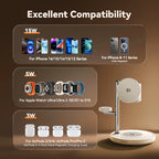 Wireless Charger Magnetic Charging Station For iPhone 16-12 Series For iWatch For AirPods 4/3/2/Pro 4-in-1 Qi2 Fast 15W