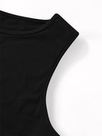 Combhasaki Women's Summer 2Piece Outfits Set Solid Color Crew Neck Sleeveless Crop Tank Tops + Wrapped Hip High Slit Long Skirts