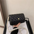 Ladies Luxury Handbags Girls Fashion Pearl Hand Bags Women Purses Elegant Leather Chain Belt Bag Mini Coin Crossbody Bag