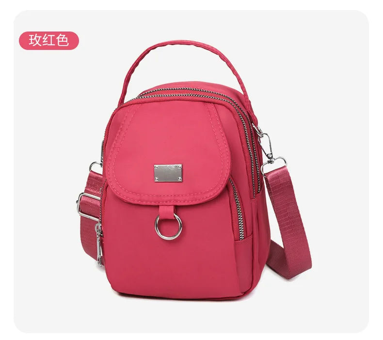 1PC Lady Casual Messenger Bag, Solid Color Multi-function Purse, Multi-layer Lightweight Oxford Handbag, Suitable for Going Out