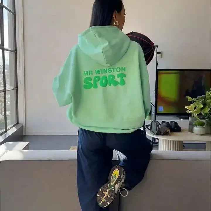 Hooded sweatshirt women's 2025 autumn and winter new style youthful and fashionable oversized street couple pullover sweatshirt