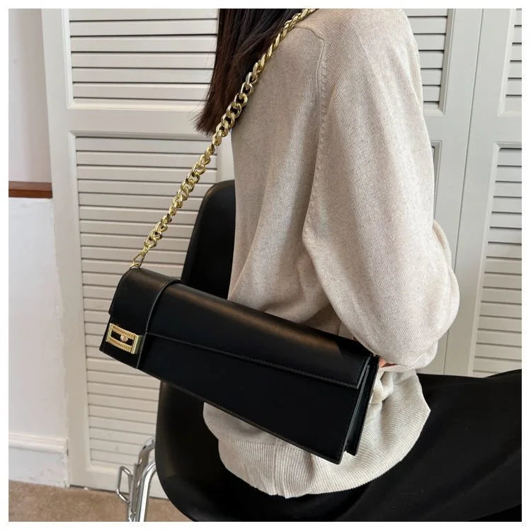 PU Leather Shoulder Bag for Women, Ladies' Purse, Rectangle, Solid, Female Handbag, High Quality, Klein Blue, Underarm, Fashion