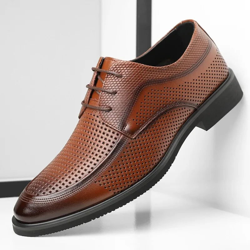 Shoes for Men Summer Breathable Hollow Out Shoe Fashion Business Dress Shoes Luxury Casual Leather Shoes for Men Loafers