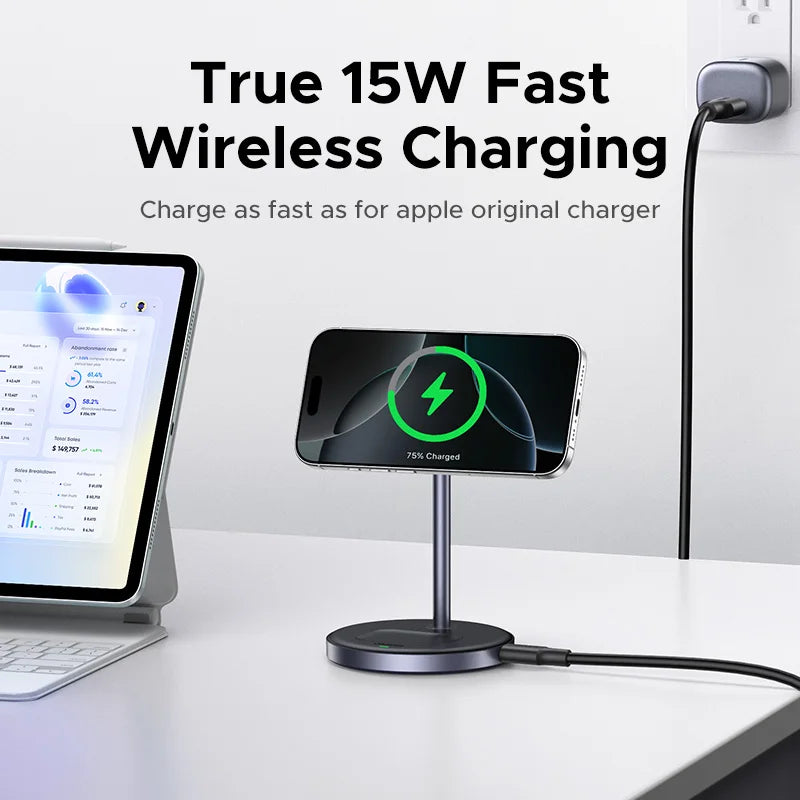 Magnetic Wireless Charger Stand 20W Max 2-in-1 Charging Stand For iPhone 16 15 Pro Max/iPhone 14/AirPods Fast Charger