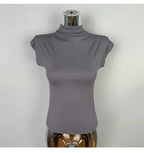 Female Streetwear Basics Versatile Tops Women Sexy Turtleneck Short Sleeve T-Shirts Solid Slim Fit Summer Causal Tees Shirts