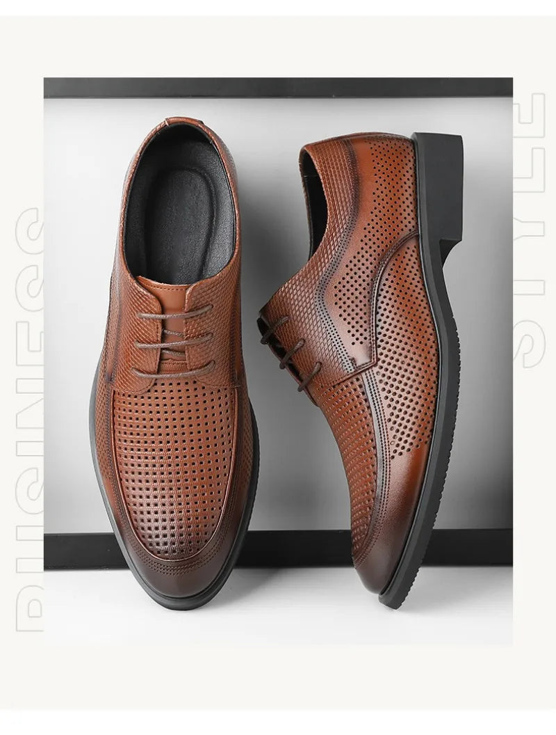Shoes for Men Summer Breathable Hollow Out Shoe Fashion Business Dress Shoes Luxury Casual Leather Shoes for Men Loafers