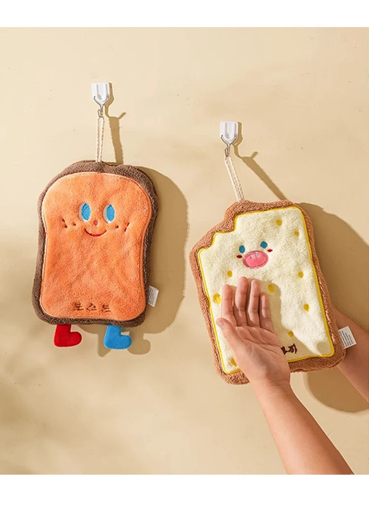 Cute Cartoon Hand Towel Hanging Kitchen Hand Wipe Quick Dry Wipe Three Layers of Thickened Coral Flannel Towel Handkerchiefs