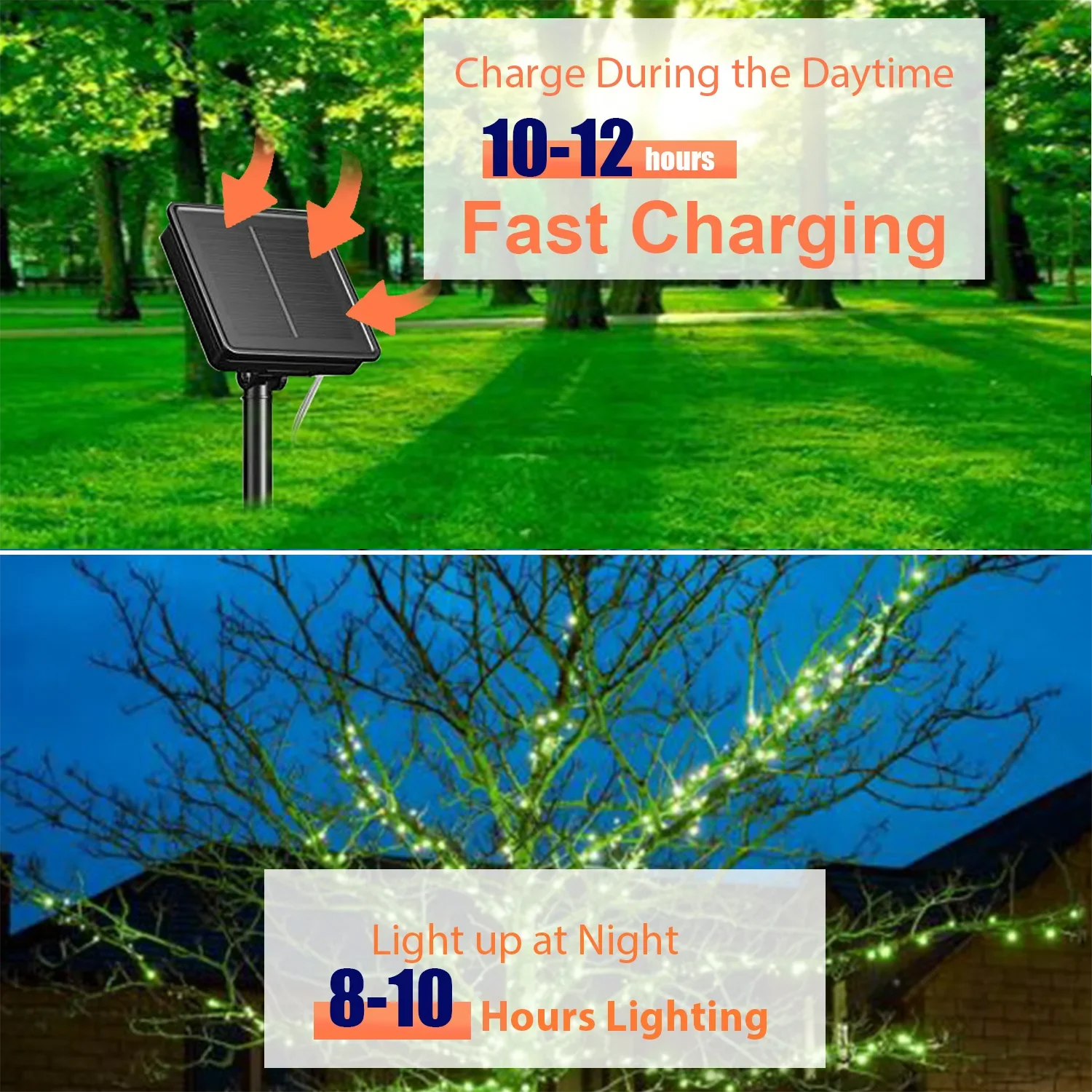 100m Solar Powered Green Wire Mini LED Christmas Waterproof Holiday Lighting Garland String Fairy Lights Halloween Decoration