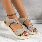 High Quality Brand Women's Sandals Hot Selling 2025 Summer New Elastic Band Fashionable Flat Casual Outdoor Sandals for Women