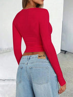 Womens Long Sleeve Shirts Basic Spring Crop Tops Fall Fashion Layering Slim Fitted Y2k Tops