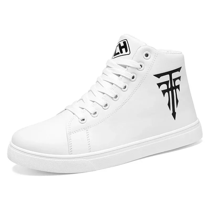 Men High Top Sneakers Fashion Leather Casual Shoes for Men Comfortable Non-slip Vulcanized Shoes Designer Outdoor Men Tenis Shoe