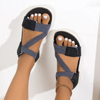 High Quality Brand Women's Sandals Hot Selling 2025 Summer New Elastic Band Fashionable Flat Casual Outdoor Sandals for Women