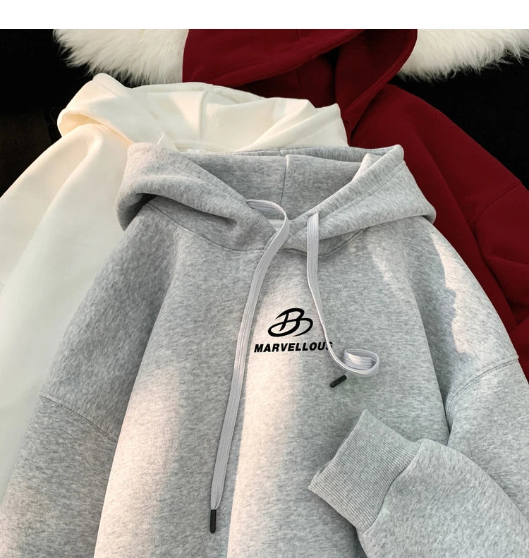 Korean Classic Loose Hooded Sweatshirt Casual Sports Wind Pullover Hoodie Multi-colour Sweatshirts Men Women Oversized