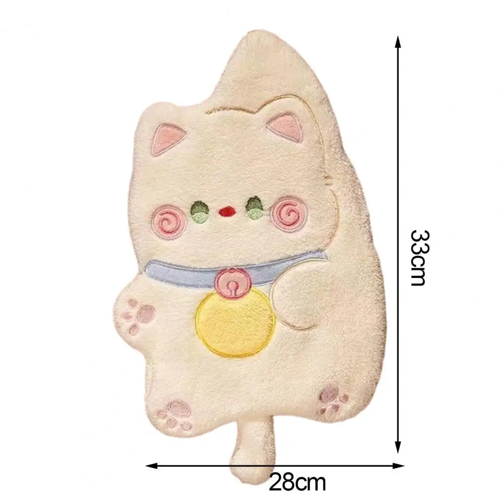 Kitchen Hand Towel Cartoon Cat Shape Highly Water Absorbent Face Washing Towel Coral Fleece Hanging Towel Home Decoration