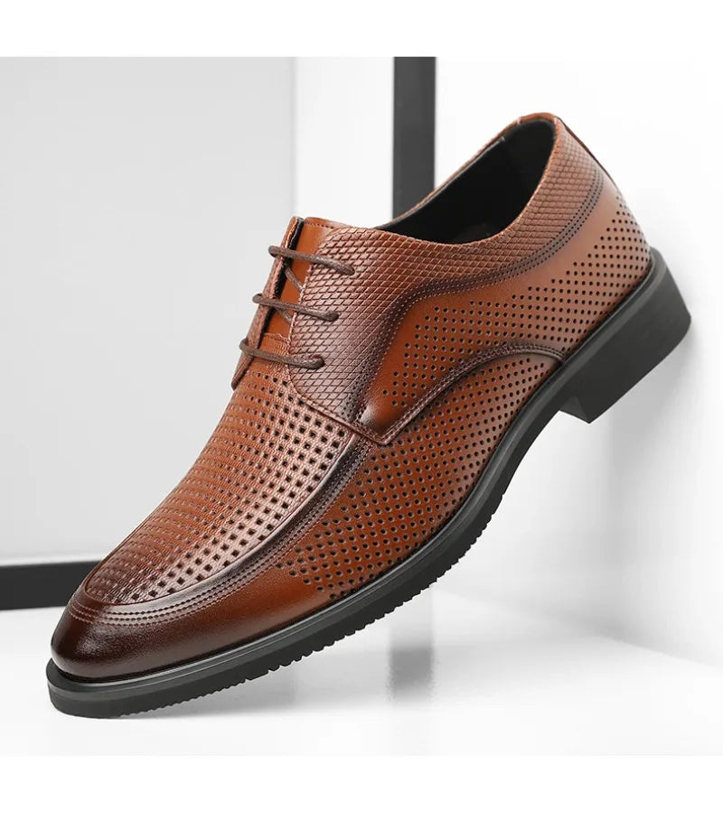 Shoes for Men Summer Breathable Hollow Out Shoe Fashion Business Dress Shoes Luxury Casual Leather Shoes for Men Loafers