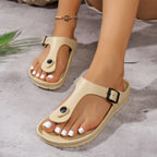 Ladies' EVA casual simple buckle flat heel set with clip on feet flip flops in large size