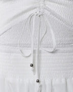 Two Piece Set Women Outfit Summer Fashion Drawstring Bandeau Sleeveless Crop Top & Casual Shirred High Waist Pants Sets