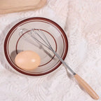 Kitchen Tools Multifunction Stainless Steel Egg Beater Wooden Handle Portable Hand Egg Beater Useful Manual Egg Beater Cooking