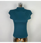 Female Streetwear Basics Versatile Tops Women Sexy Turtleneck Short Sleeve T-Shirts Solid Slim Fit Summer Causal Tees Shirts