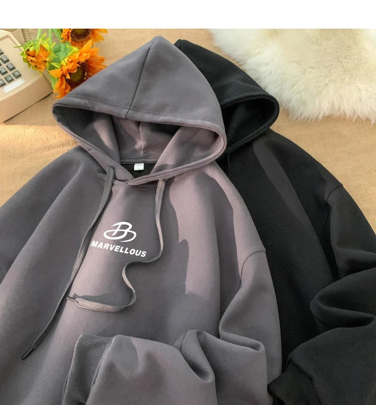 Korean Classic Loose Hooded Sweatshirt Casual Sports Wind Pullover Hoodie Multi-colour Sweatshirts Men Women Oversized