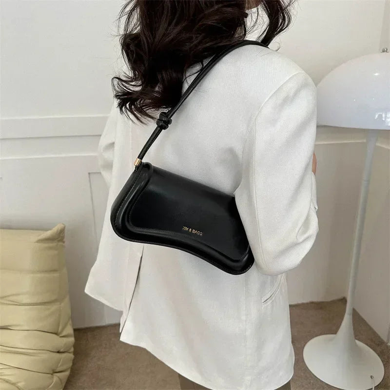 Ladies Shoulder Crossbody Bags  Women Underarm Bags Solid Color Small Top-handle Bags Purse Female Daily Handbags PU Leather