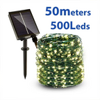 100m Solar Powered Green Wire Mini LED Christmas Waterproof Holiday Lighting Garland String Fairy Lights Halloween Decoration