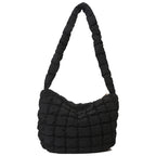 Ladies Quilted Pleated Sling Bag Solid Color Cloud Tote Bag Versatile Quilted Cloud Purse Large Capacity Commuting Bags