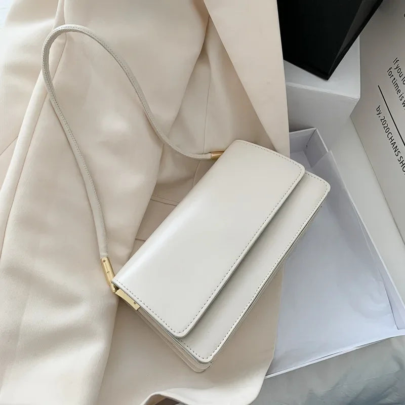 Fashionable Women Shoulder Bag PU Leather Armpit Handbag Casual Small Square Purse for Ladies Stylish Solid Color Crossbody Bag