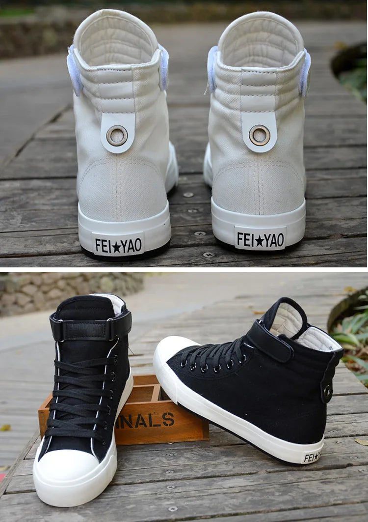 Men Shoes High Top White Canvas Shoe 2024 Spring Women Sneakers Fashion Breathable Canvas Sneakers Non-slip Unisex Casual Shoes