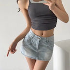 Skirts for Women Sexy Slim Solid Colour Pockets Spliced 2024 Summer Casual Femme High Waist Wrap Hip Mini Short Denim Skirt