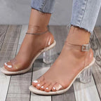 Women PVC Jelly Crystal Chunky Heel Transparent Sandals Fashion Sexy Summer High Heels Sandalias Female Pumps Zapatillas Mujer