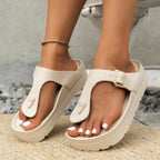 Ladies' EVA casual simple buckle flat heel thick bottom cover, wearing clip on flip flops in large size